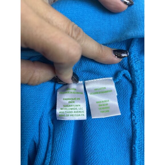 Lilly Pulitzer Women's XS Blue Pullover Sweatshirt Lace Crochet Sleeve Casual - Picture 9 of 12